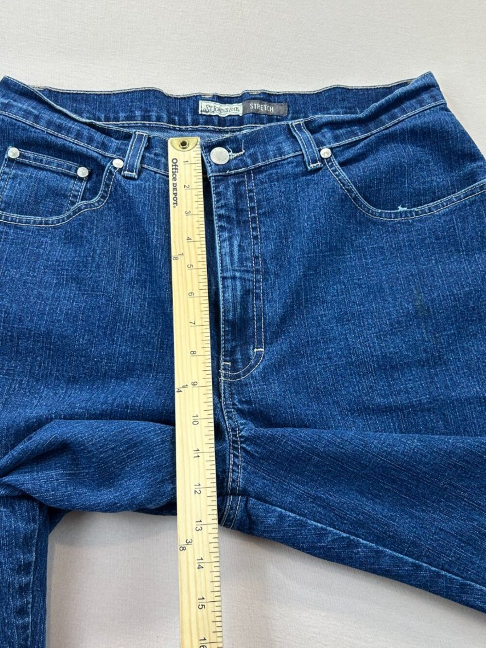 St Johns Bay Jeans Womens Size 14S Blue Denim High Rise Straight Stretch - Picture 10 of 13